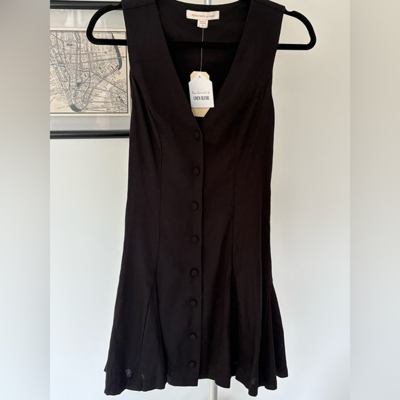 NWT - Anthropologie Monteau Black Linen Blend Button-Front Dress – Size Small - Picture 2 of 7